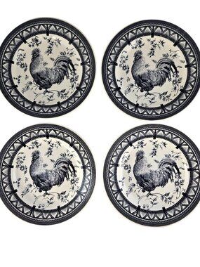 4 Queen's Rooster Black Salad Plates